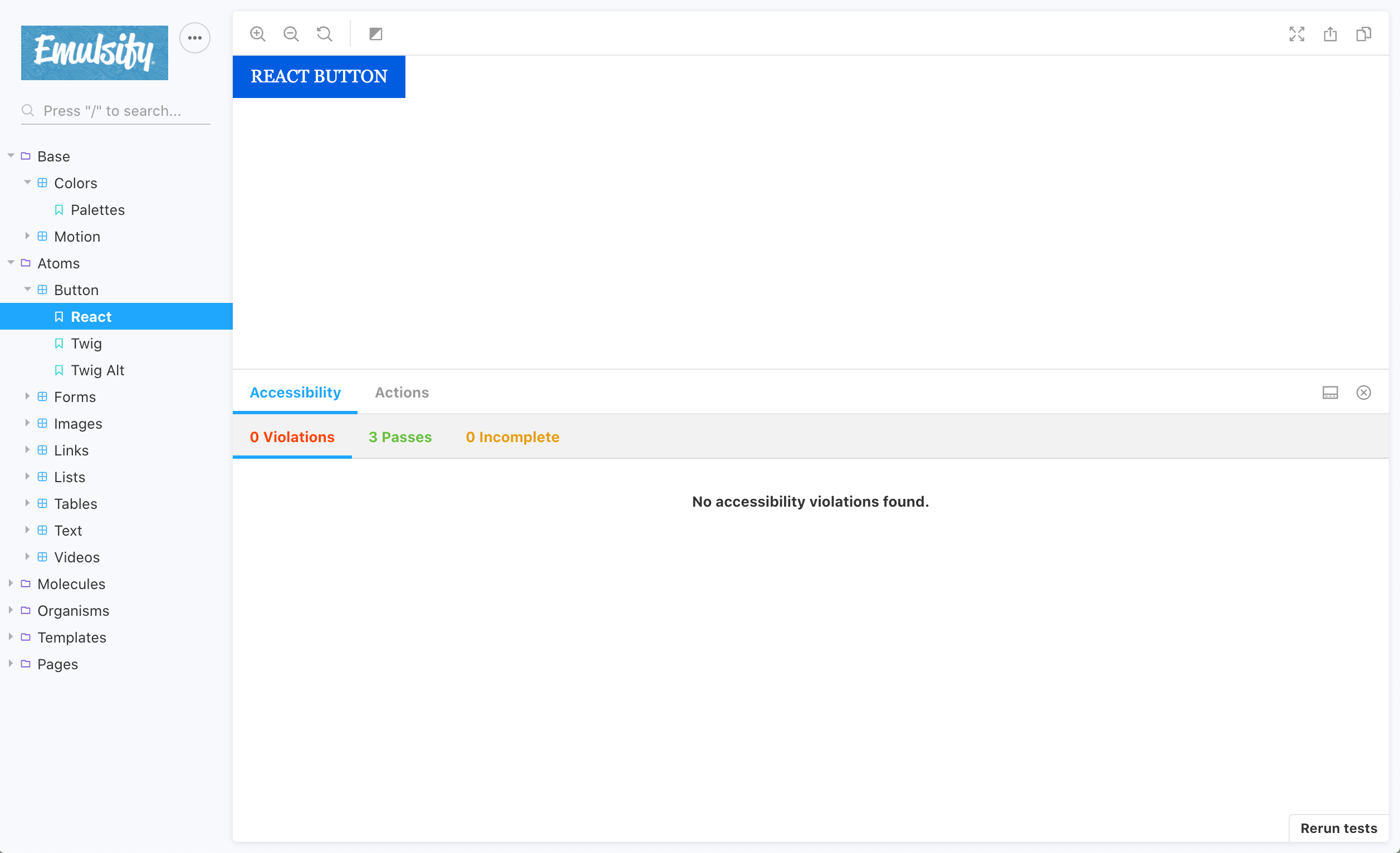 Accessibility testing screenshot.